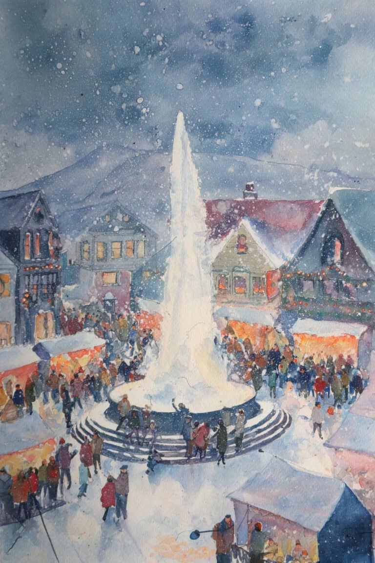Village Fountain Frozen