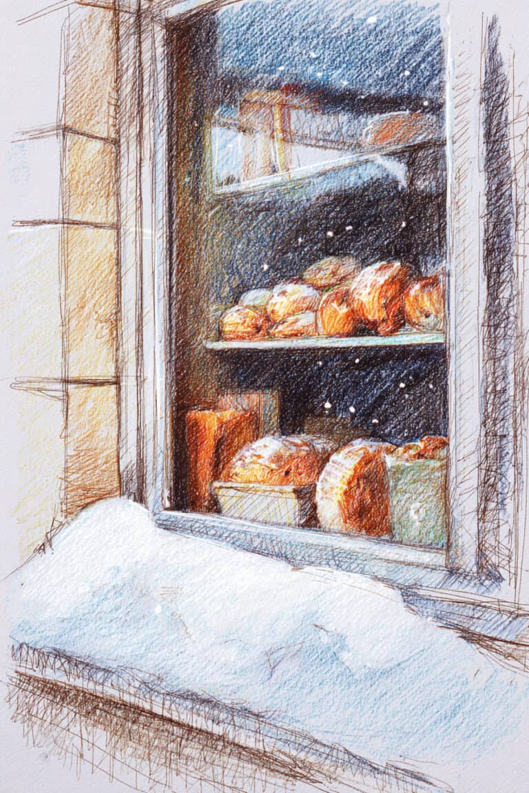 Warm Bakery Window View
