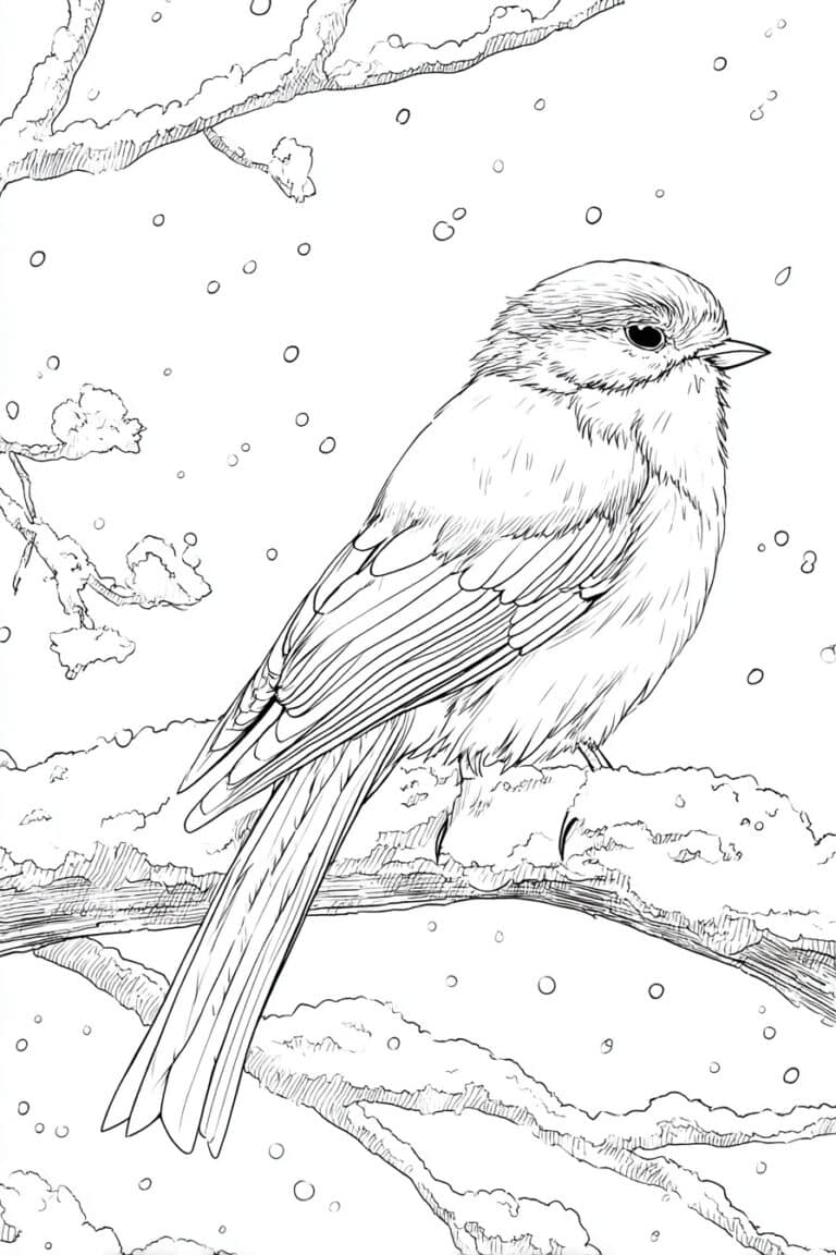 Winter Bird on Branch