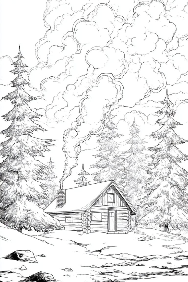 Winter Cabin Morning