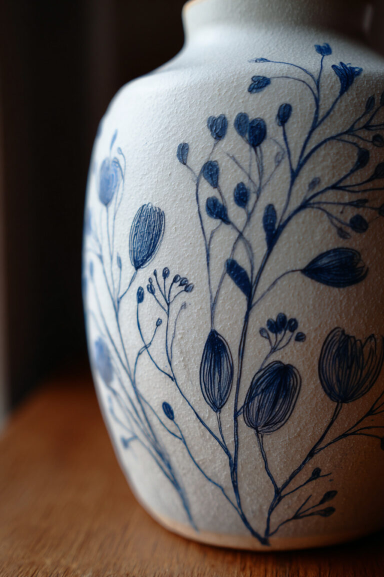 Botanical Line Art Vase