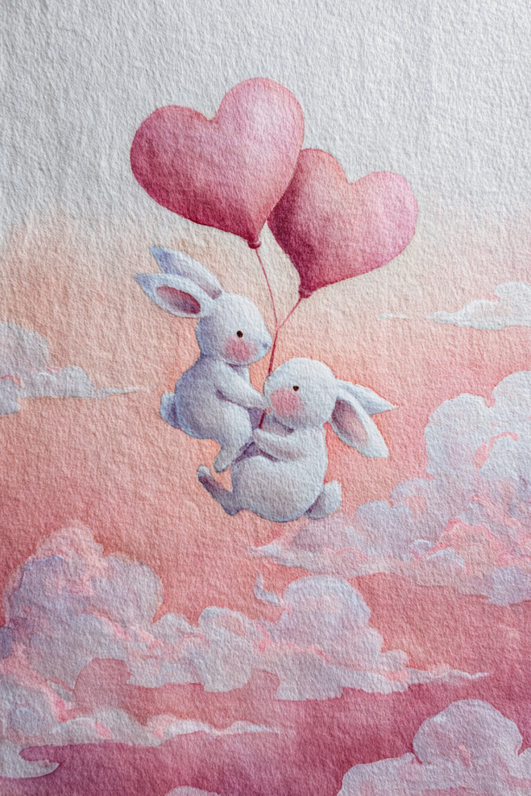 Bunnies Heart Balloon Journey
