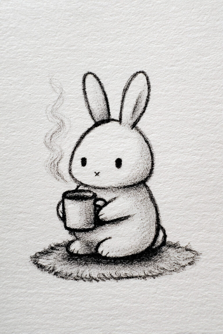 Bunny Holding Warm Mug