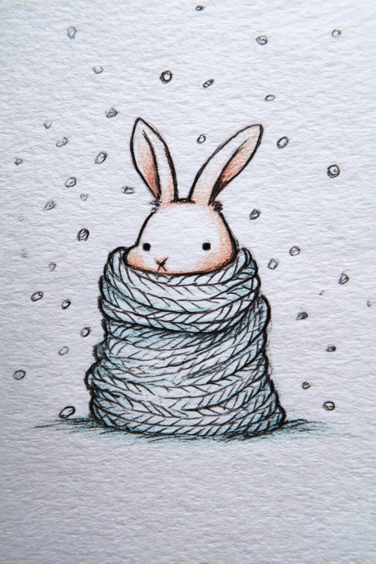 Bunny Wrapped in Winter Blanket