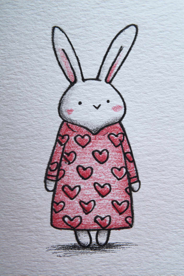 Bunny in Heart Pajamas