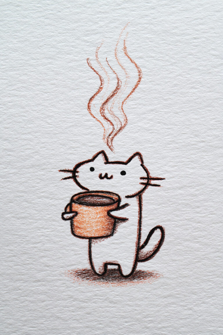 Cat Carrying Hot Cocoa