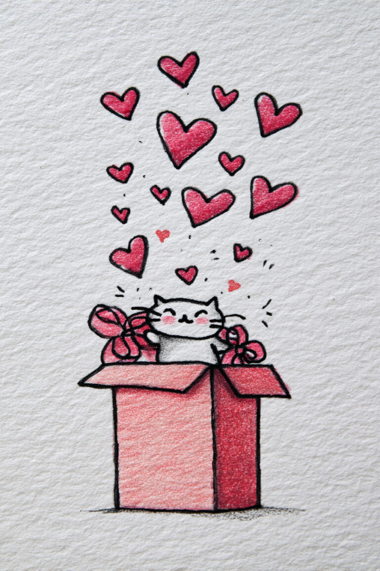 Cat Peeking From Gift Box