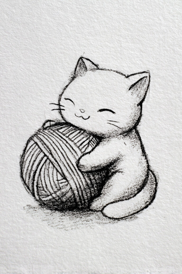 Cat With Yarn Ball