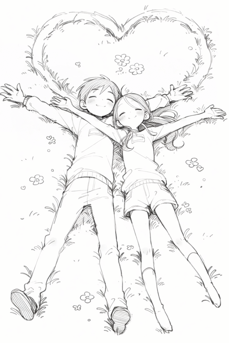 Couple Lying on Grass