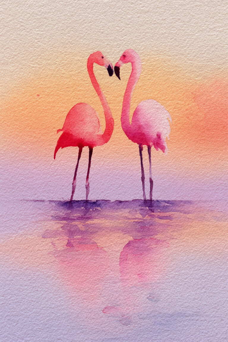 Flamingo Heart Reflection