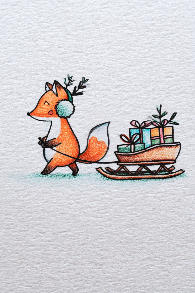 Fox Pulling Tiny Sled
