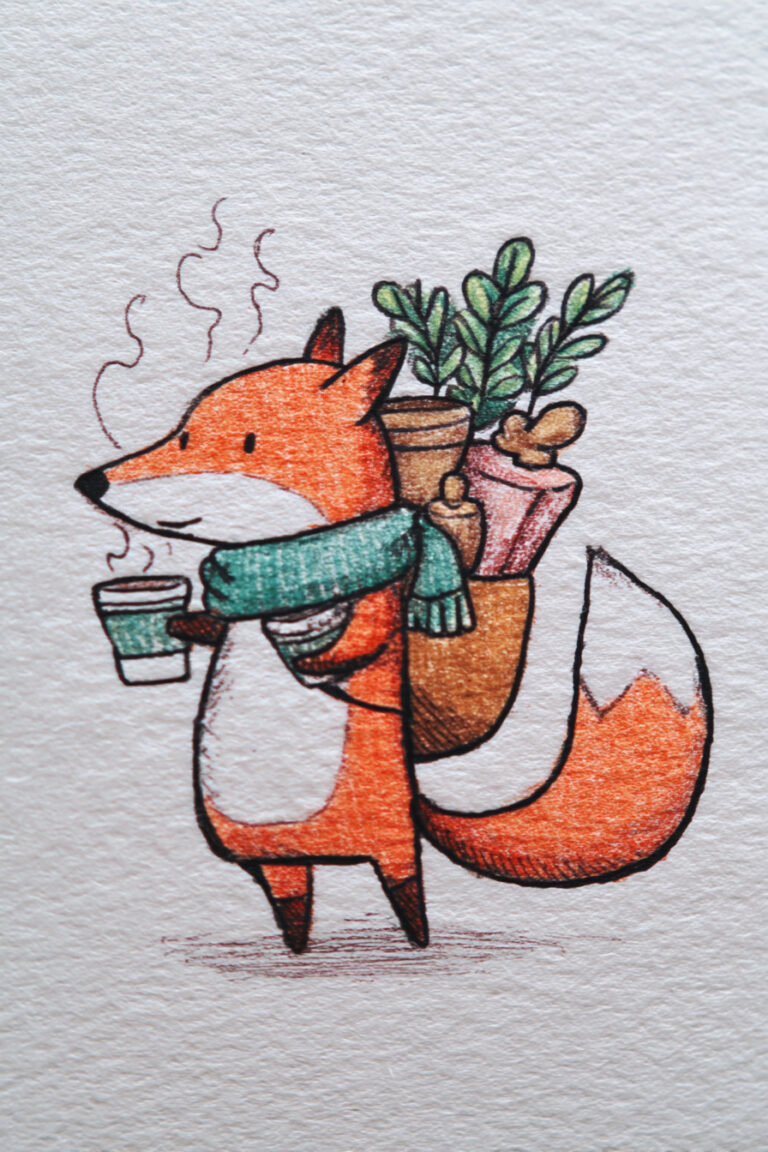 Fox with Winter Backpack