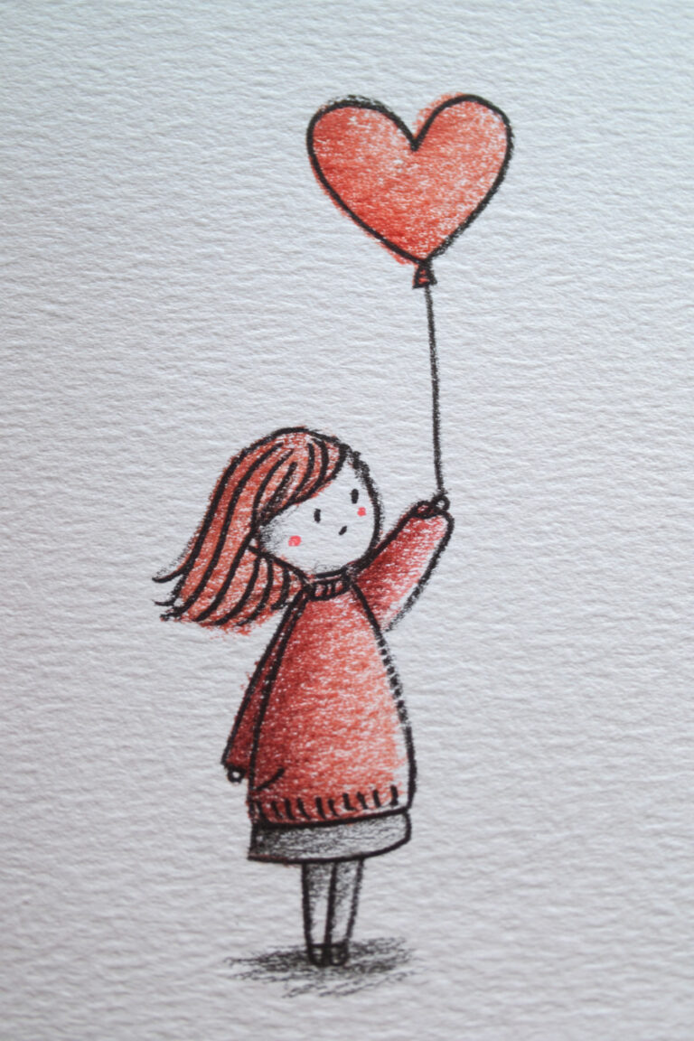 Girl Holding Heart Balloon