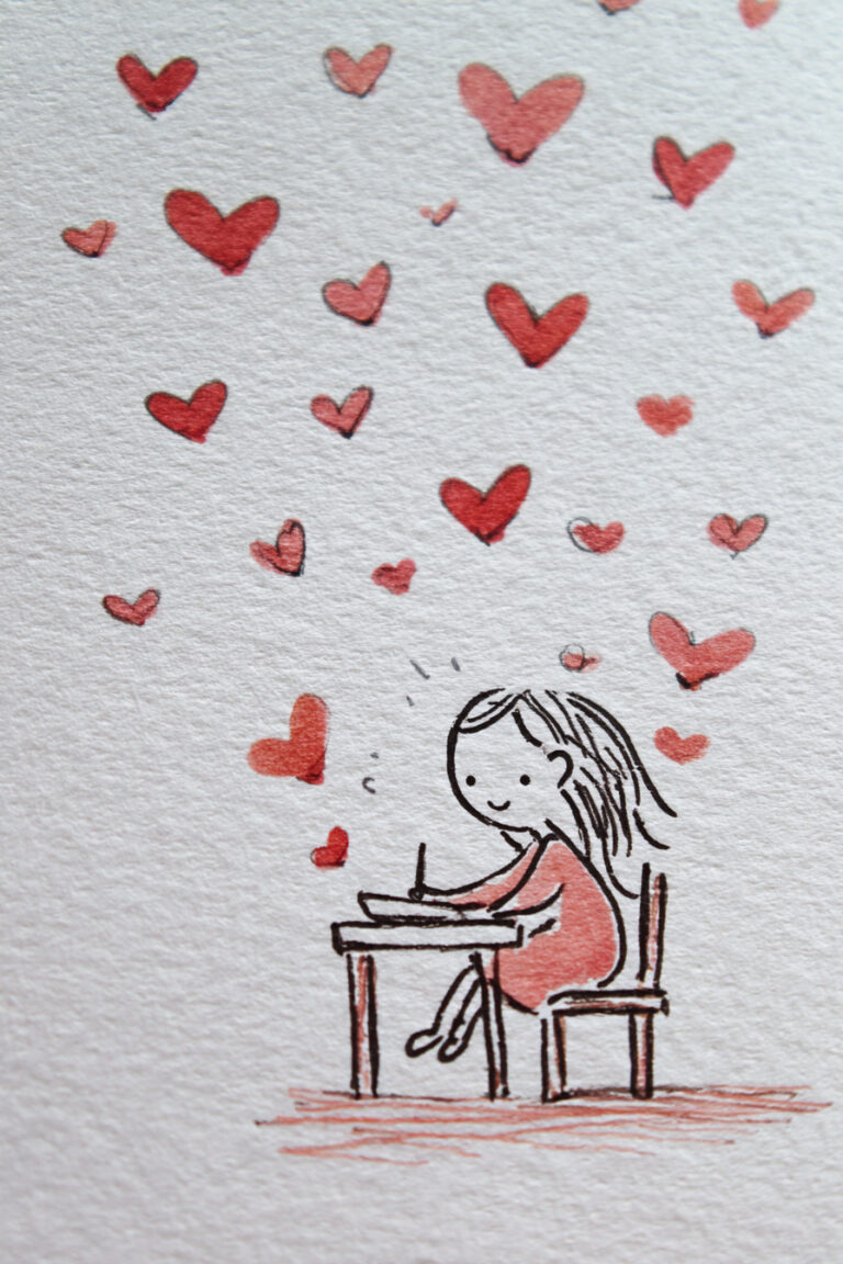 Girl Writing Valentine Card