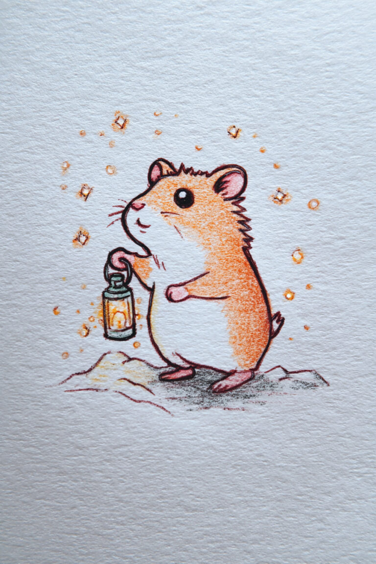 Hamster with Tiny Lantern