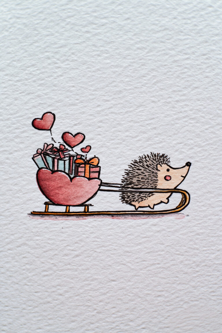 Hedgehog Pulling Heart Sled