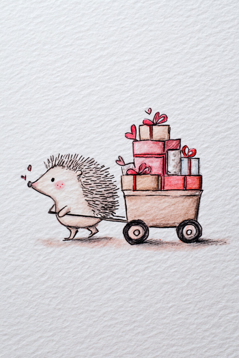 Hedgehog Pulling Love Wagon