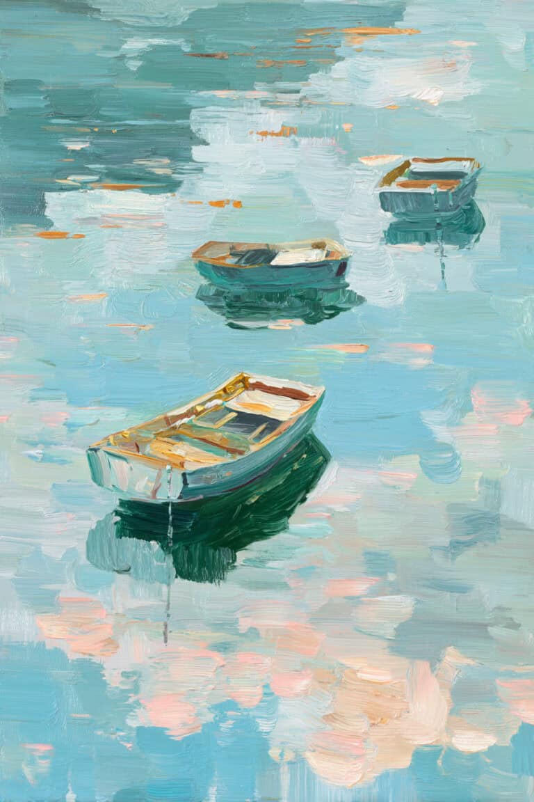 Pastel Boats on Calm Water
