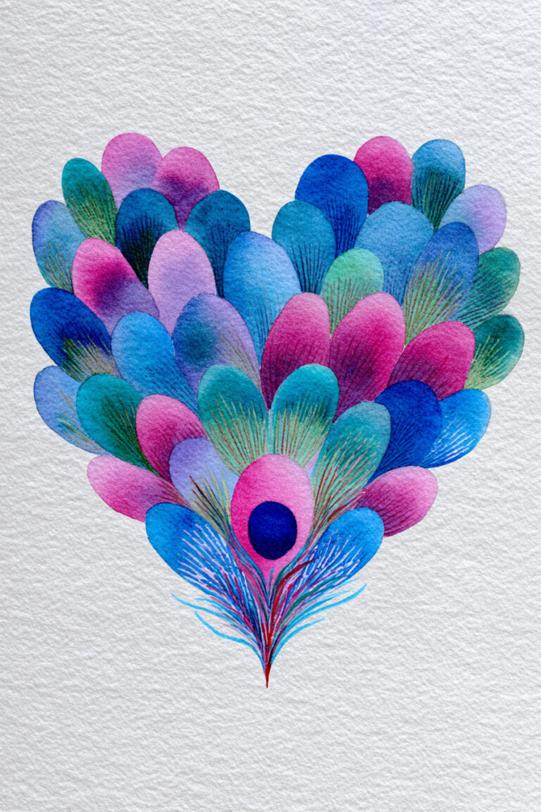Peacock Heart Feathers
