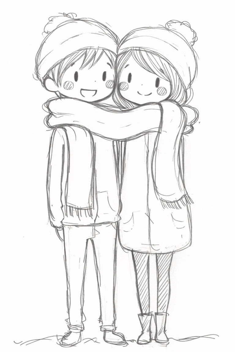 Sharing Scarf in Winter