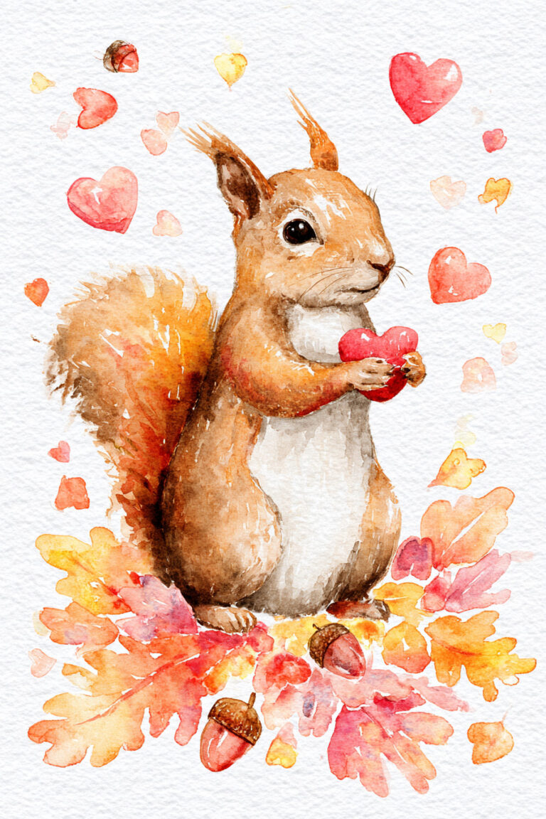 Squirrel Acorn Hearts