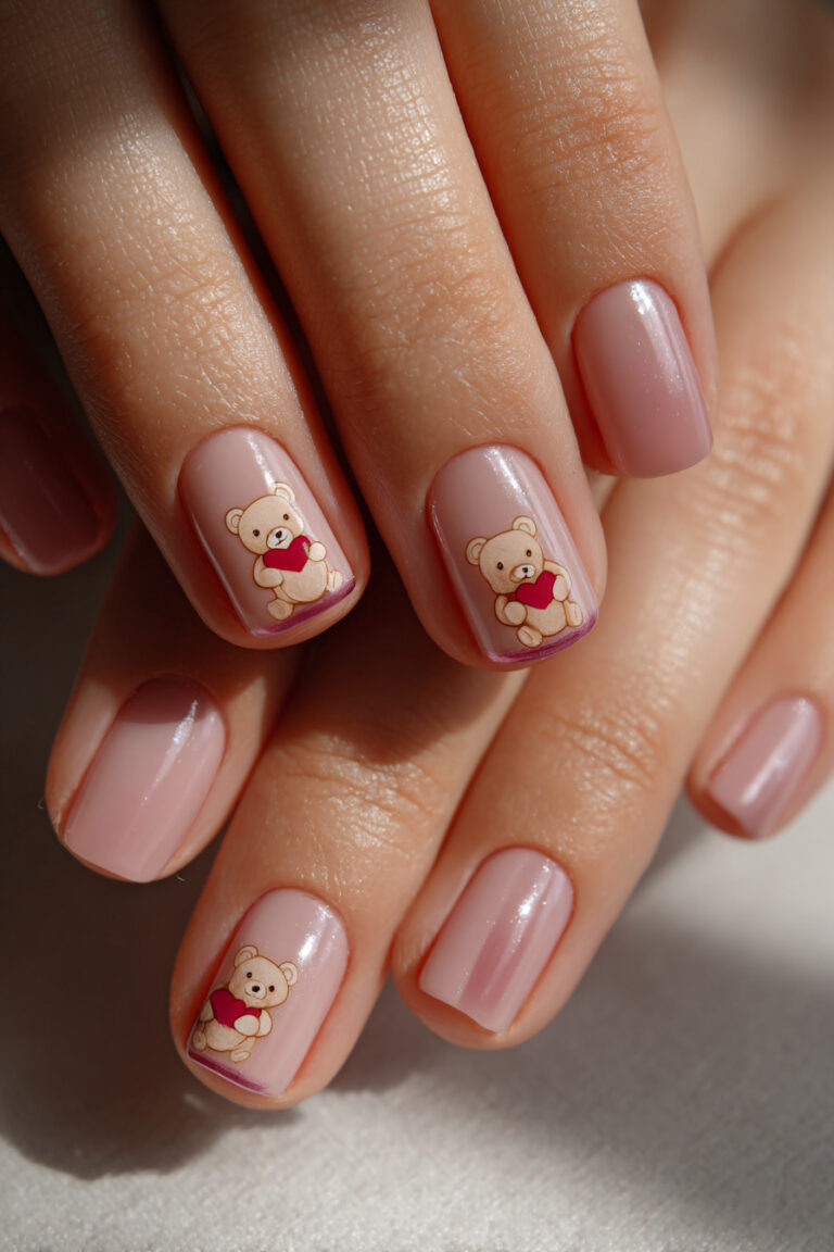 Valentine Teddy Nails