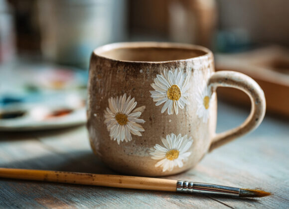 emthehuman1_paint_brush_next_to_a_rounded_ceramic_mug_with_hand_99f0d355-8557-4d1a-bb1d-65a49f7032a4