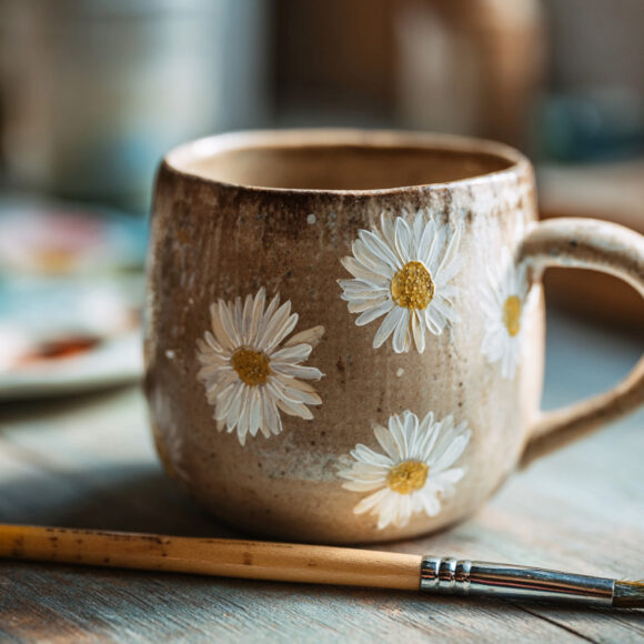 emthehuman1_paint_brush_next_to_a_rounded_ceramic_mug_with_hand_99f0d355-8557-4d1a-bb1d-65a49f7032a4