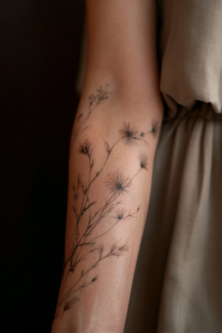 Minimal floral forearm tattoo