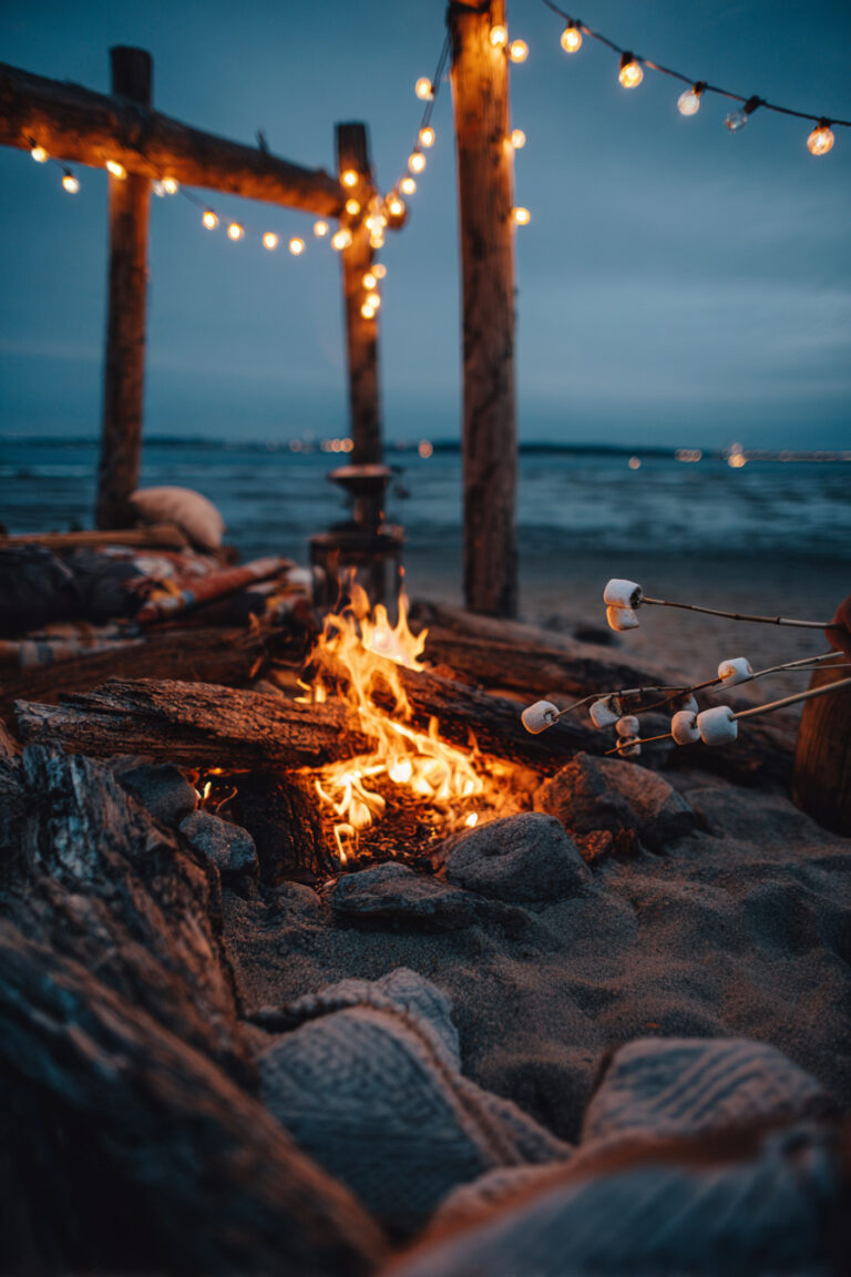 Beach Bonfire at Dusk