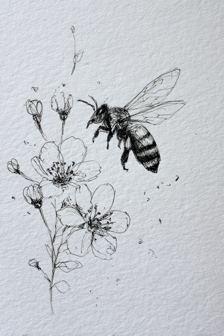 Bee Among Spring Blooms