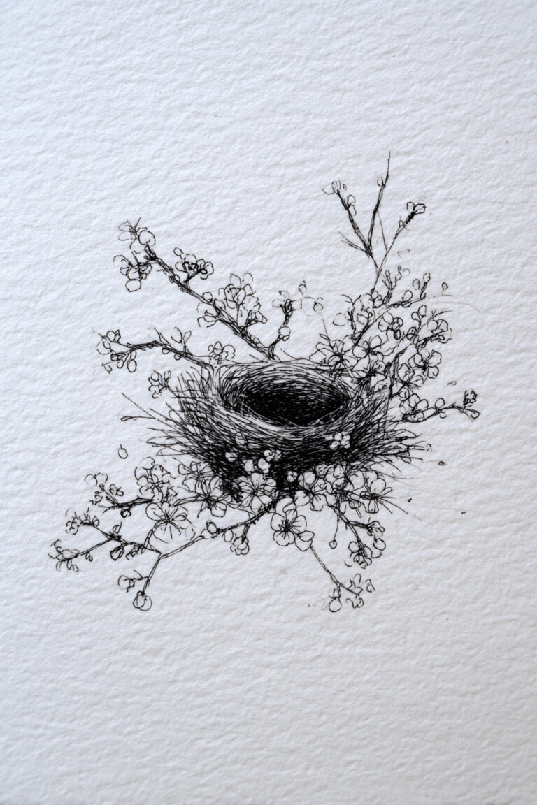 Bird Nest with Wildflowers