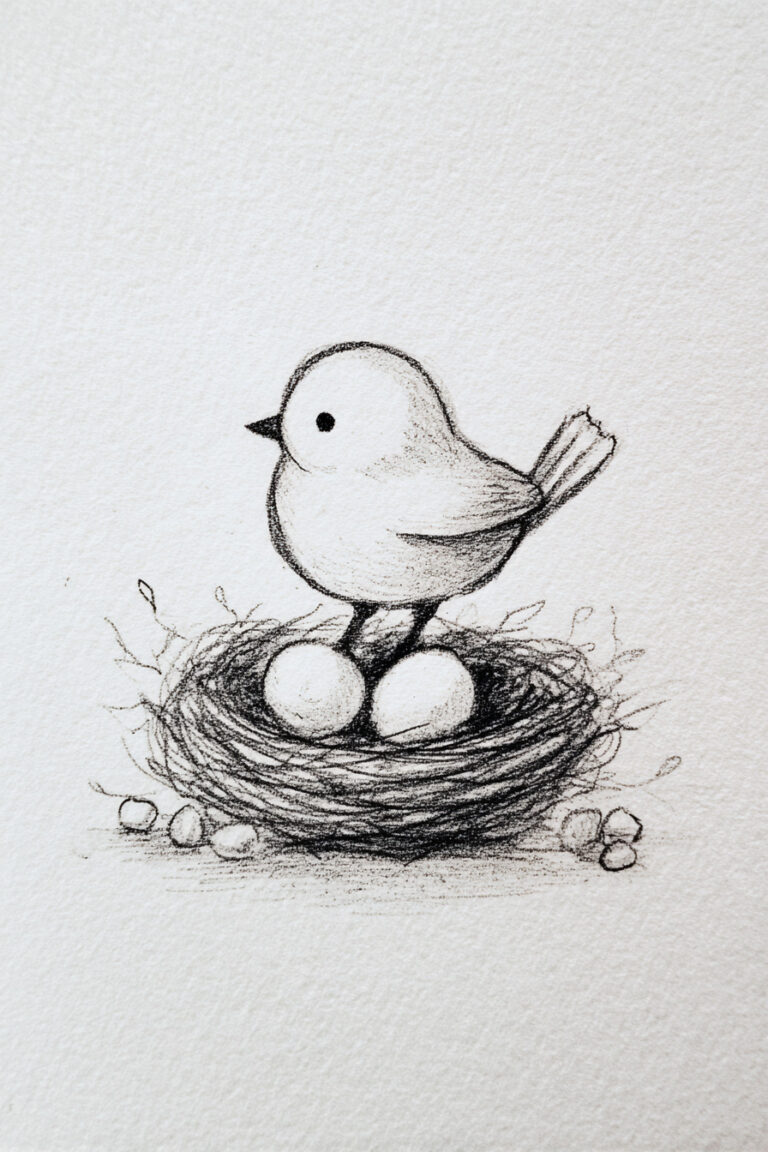 Bird With Nest and Eggs