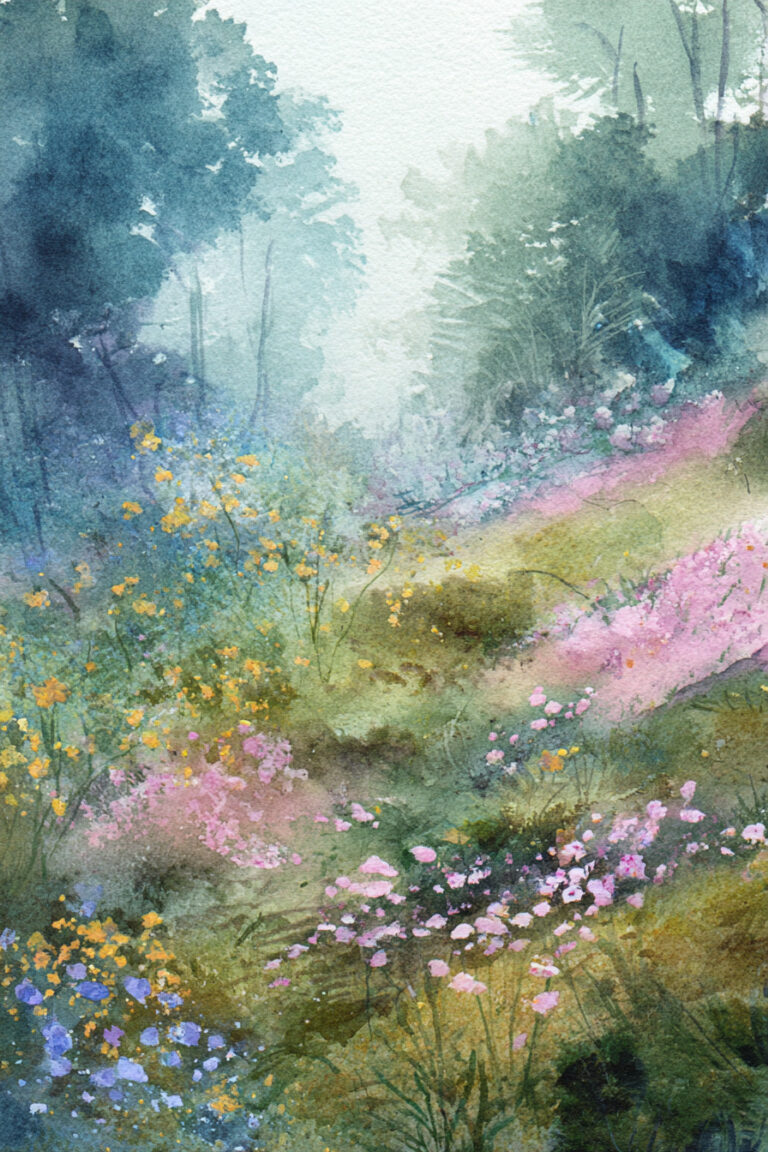 Blooming Hillside at Dawn