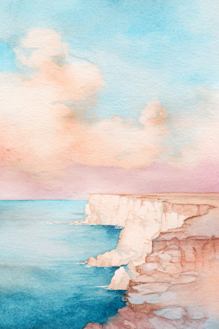 Blush Seaside Cliffs in Spring Light