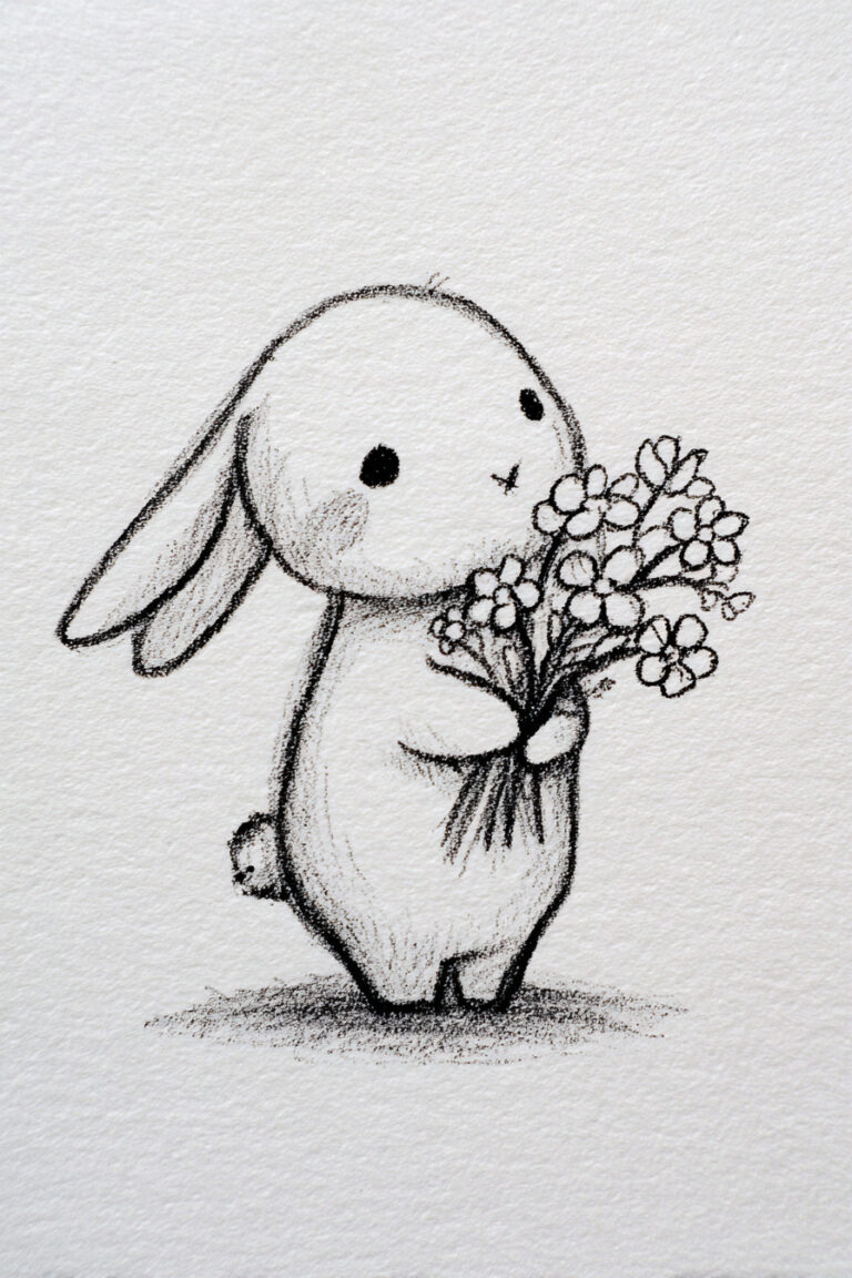 Bunny With Buttercup Bouquet