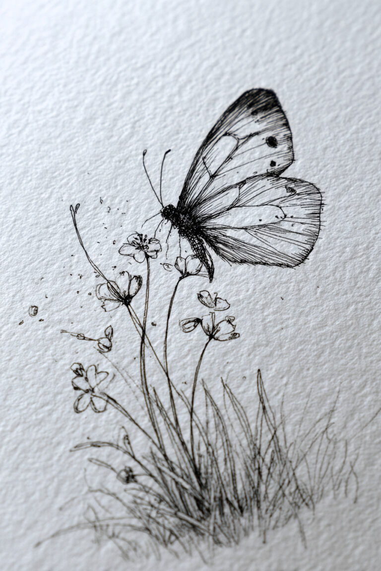 Butterfly Resting on Blooms