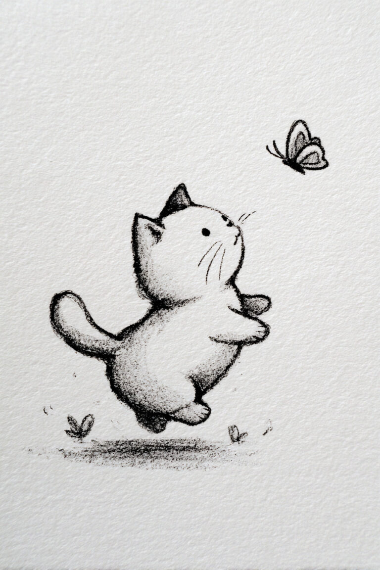 Cat Chasing Butterfly