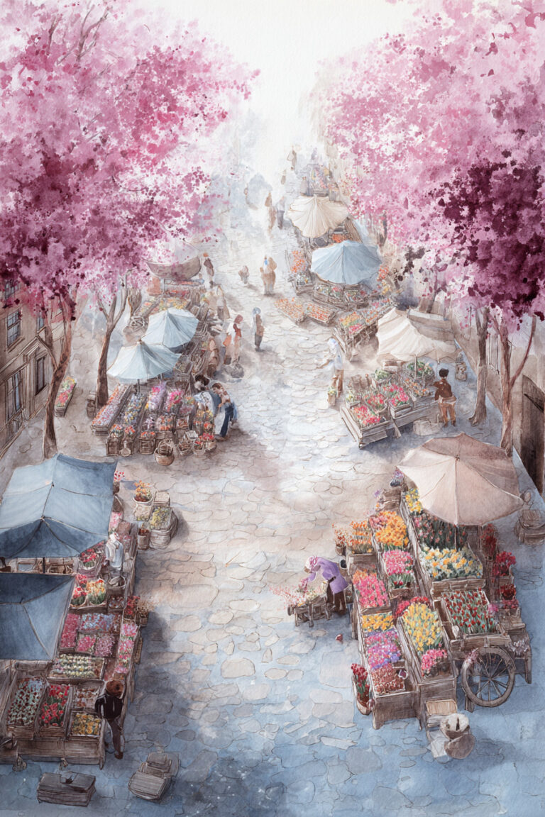 Cherry Blossom Market Morning