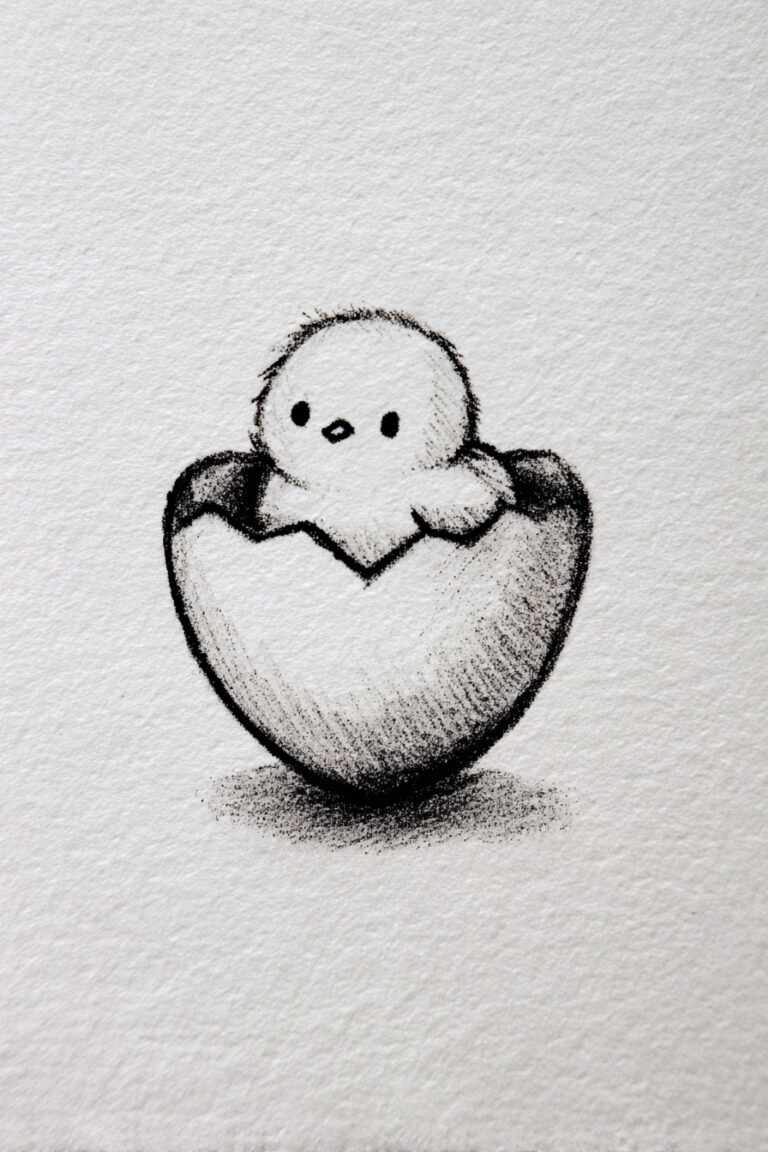 Chick Hatching a Heart Egg