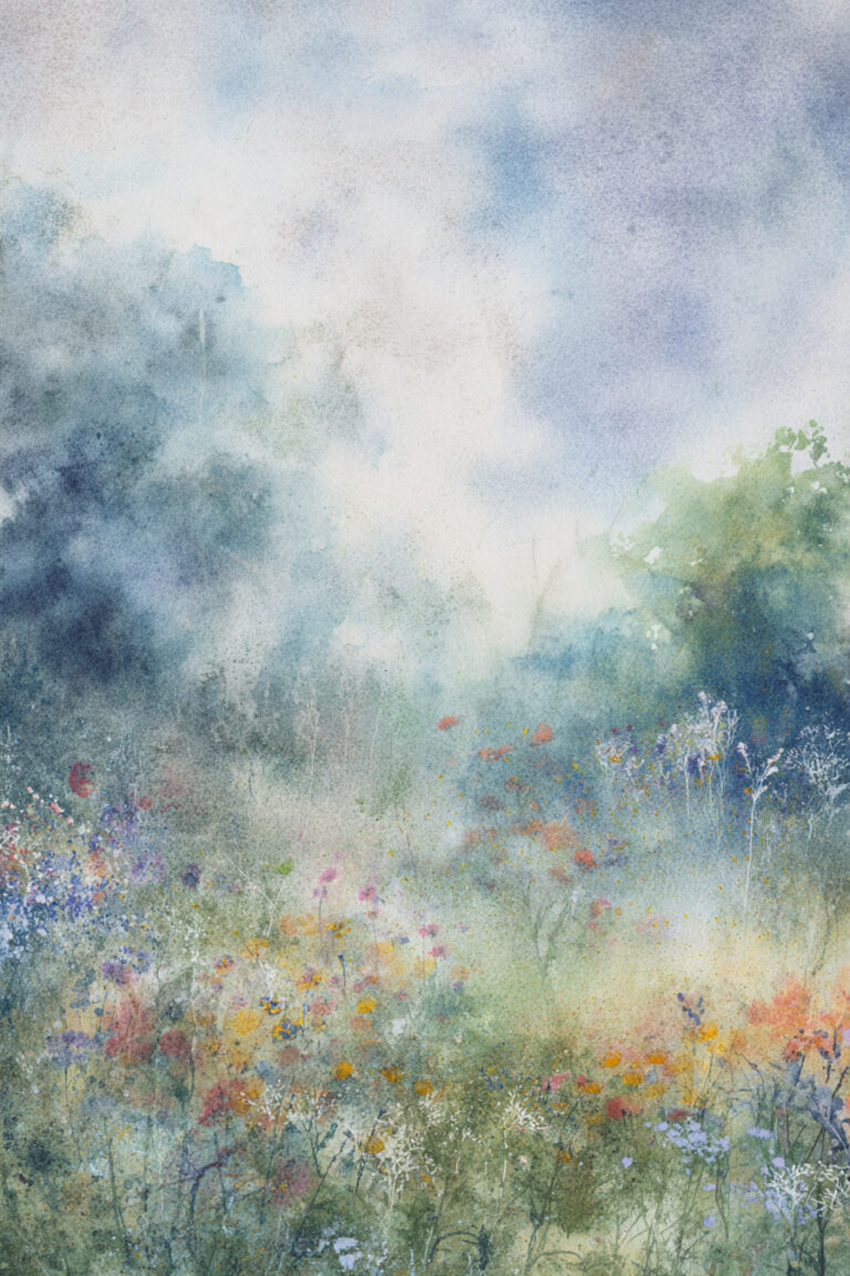 Countryside Meadow in Morning Mist