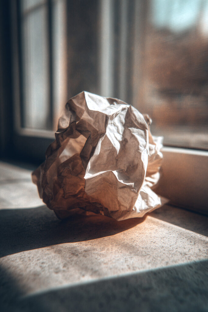 Artistic crumpled paper texture photography idea.