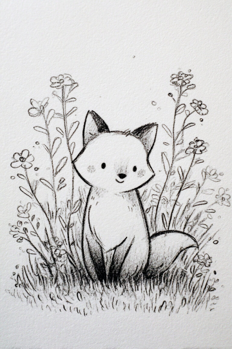 Fox With Meadow Flowers