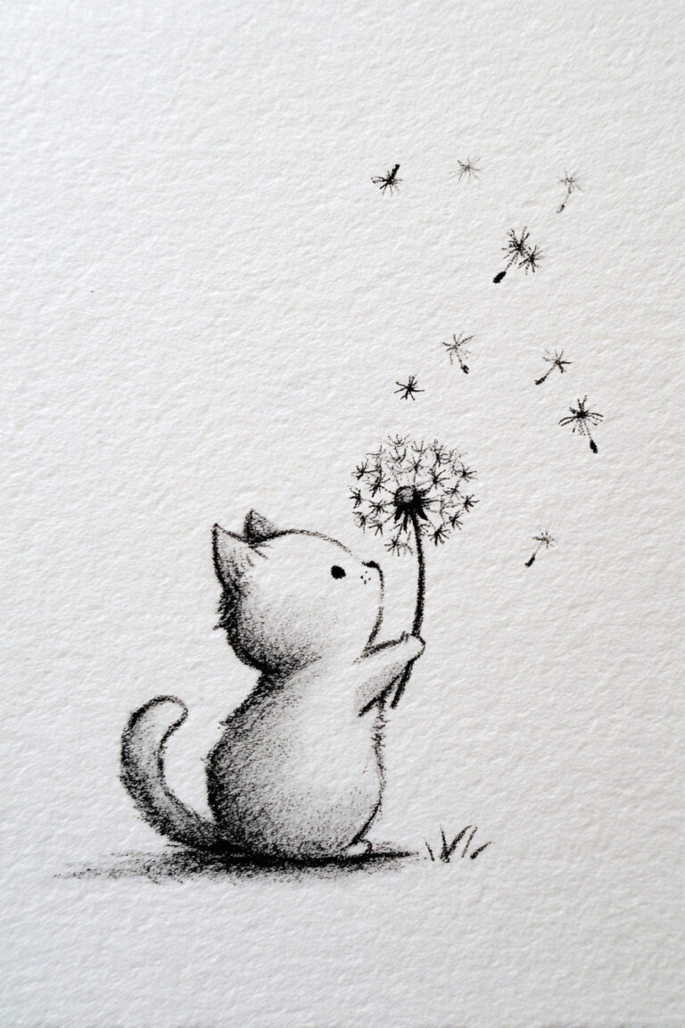 Kitten With Dandelion Puff
