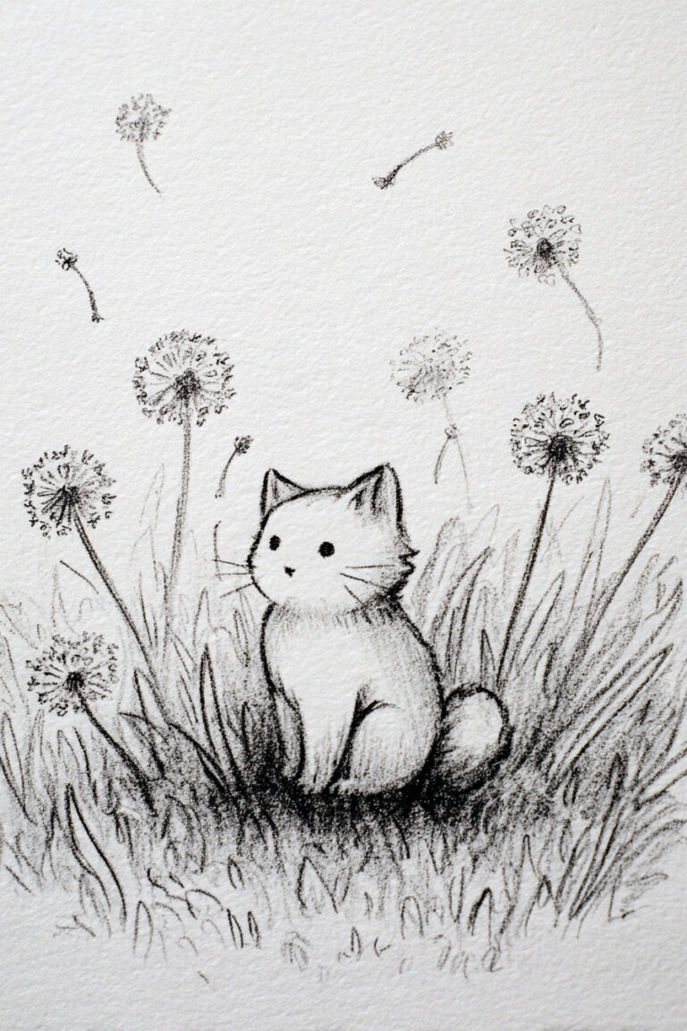 Kitten in Dandelion Field