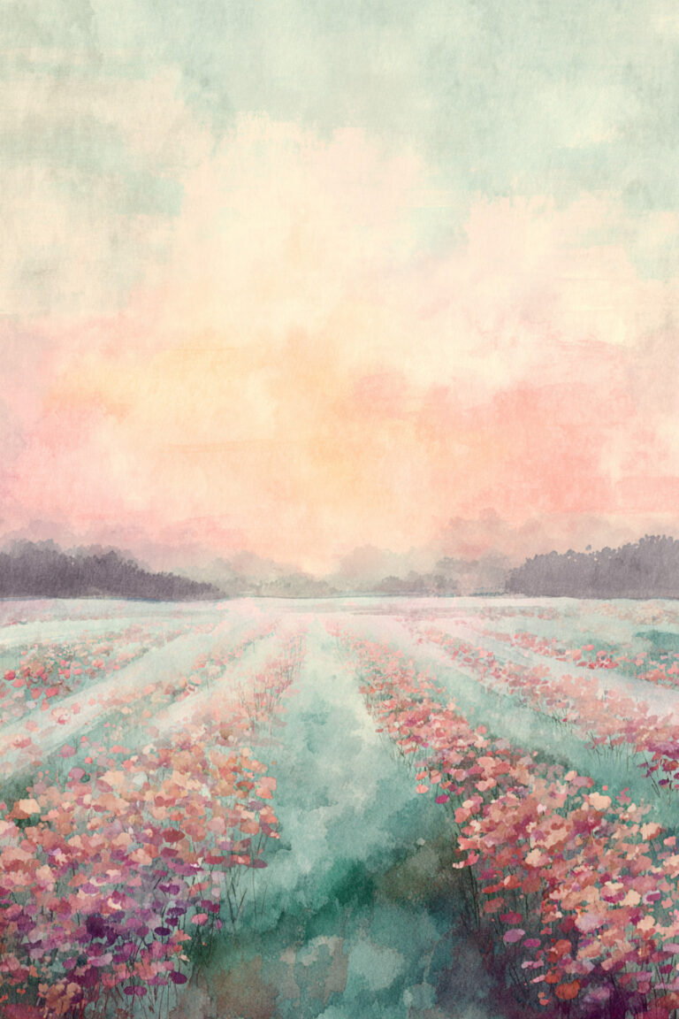 Morning Light Over Flower Fields