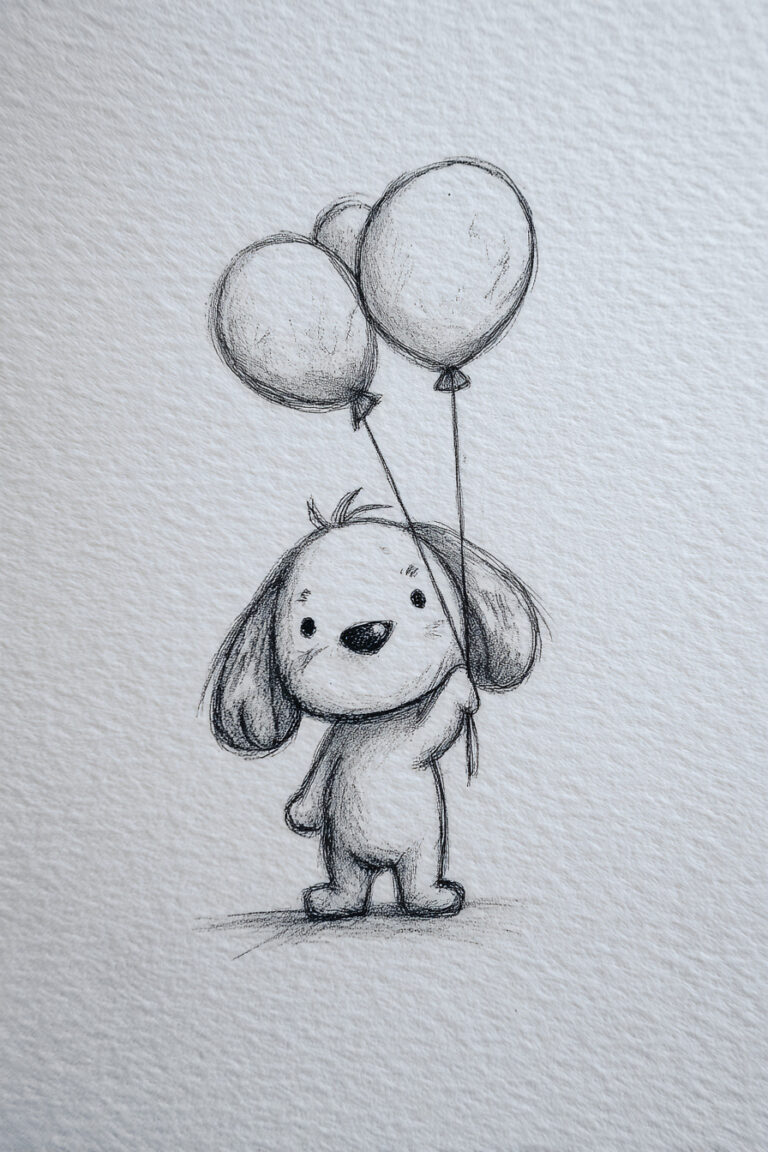 Puppy With Balloon Bouquet