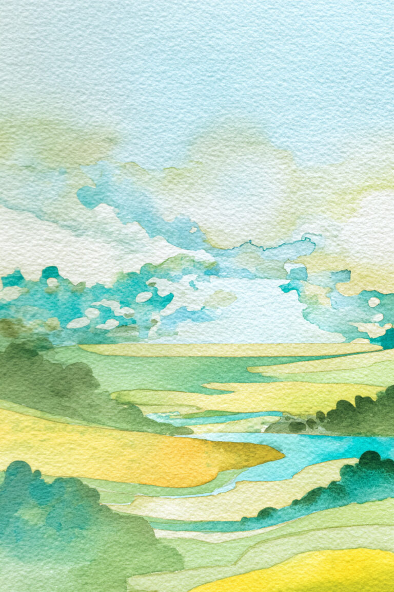 Rolling Hills Beneath Soft Clouds