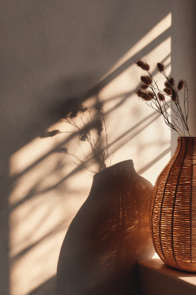 Creative shadow patterns on wall photography at home.