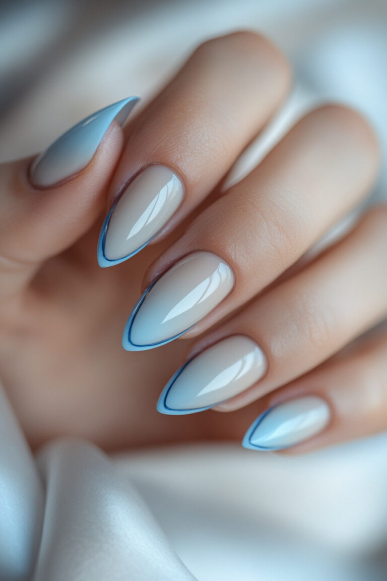 Sky Blue French Tips